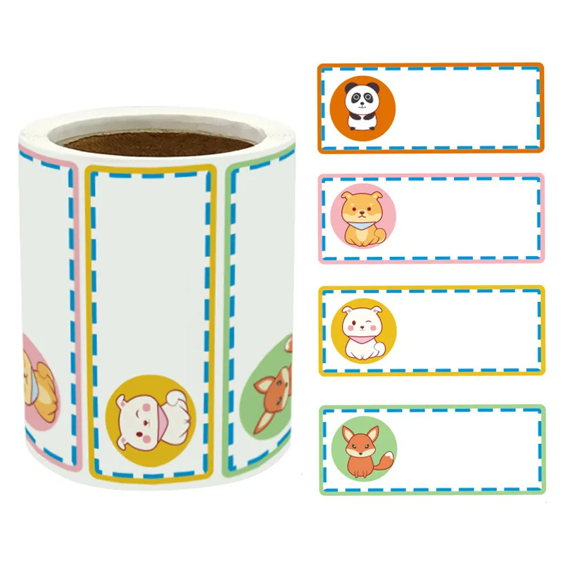 

300pcs/roll Cartoon Blank Name Sticker 5*2.5cm Waterproof Selt-adhensive Stickers Durable Handwritten Student Stationery