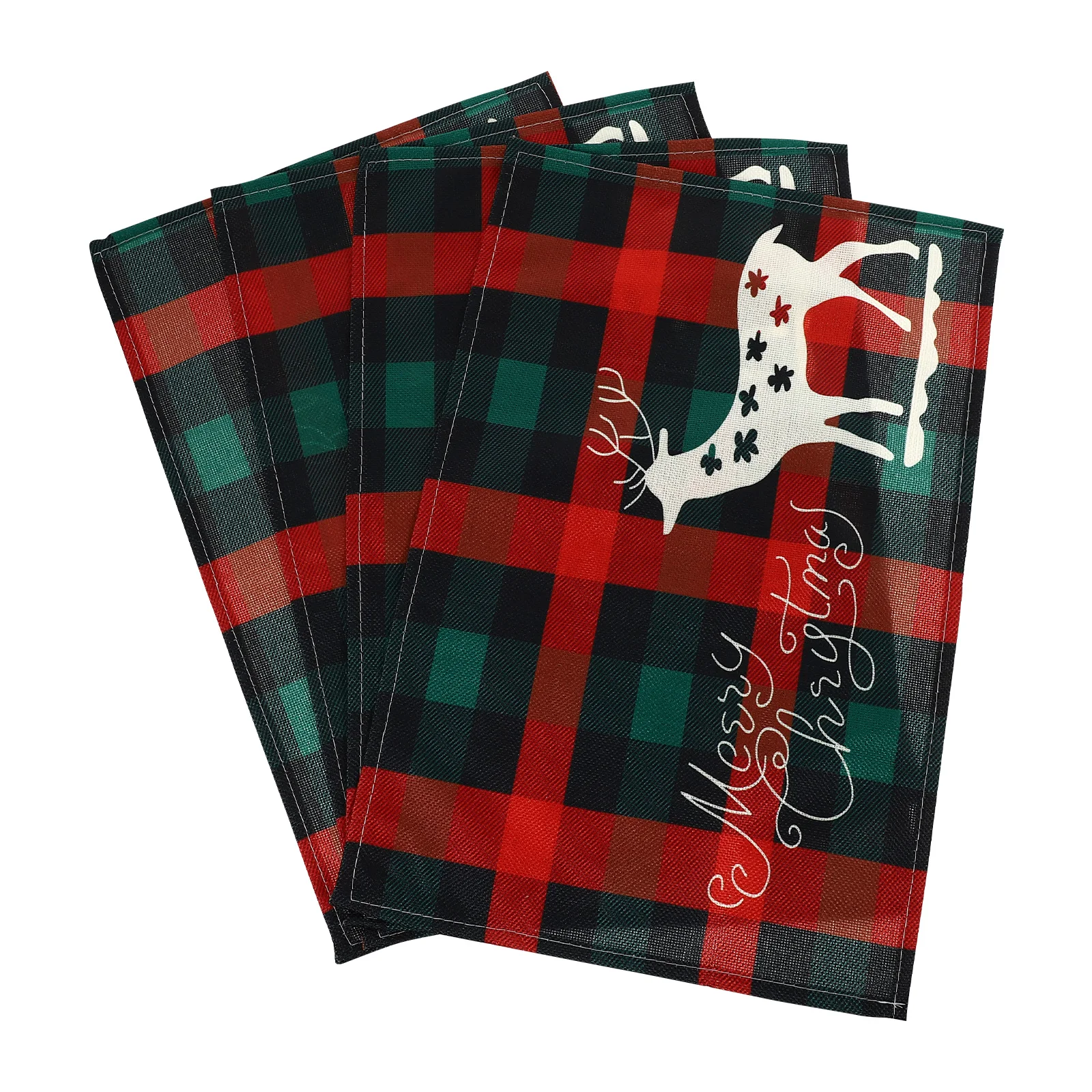 

4pcs Christmas Themed Placemats Creative Table Mats For Holiday Wedding Home Decor Reusable Xmas Plaid Pattern Table Mat
