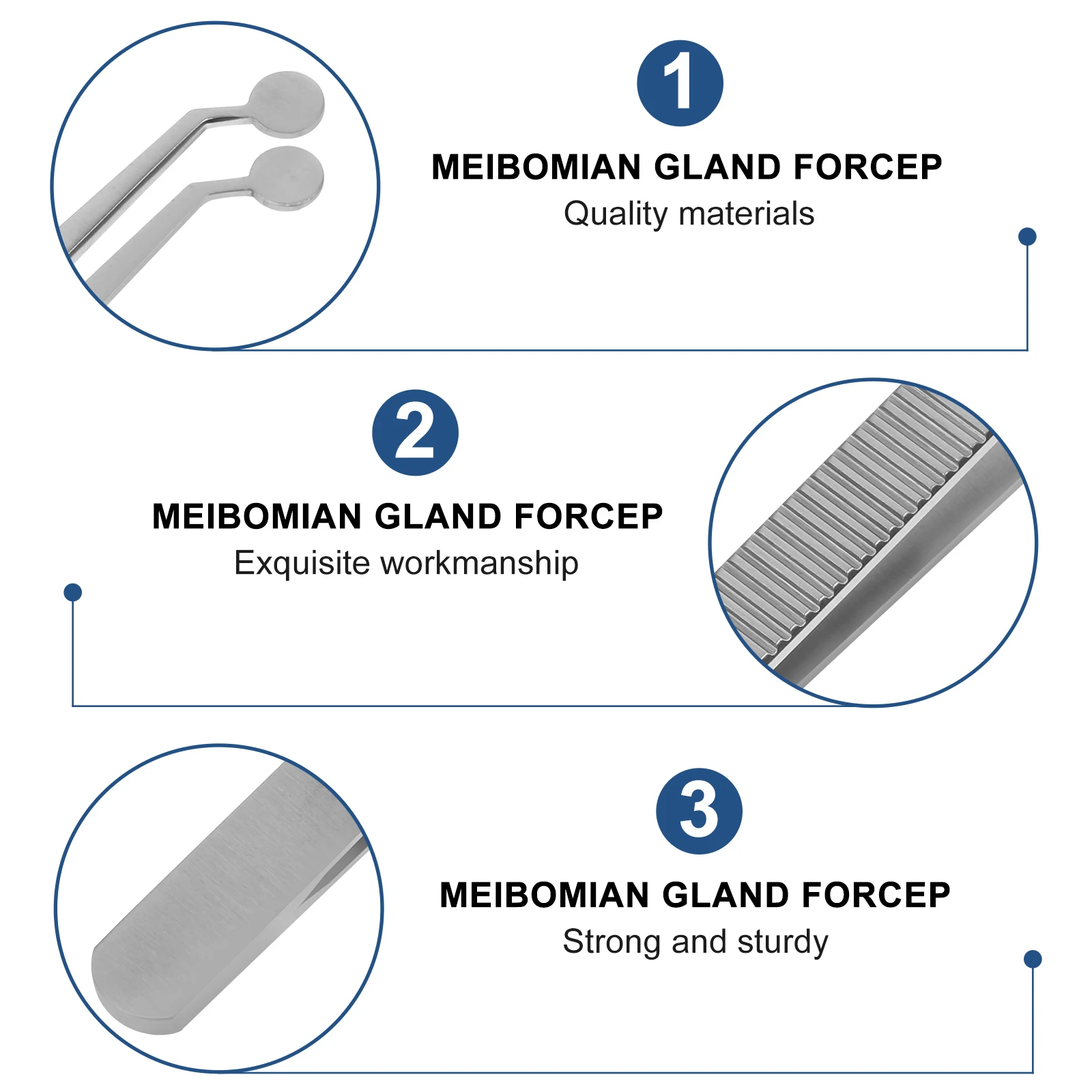 

Eyelid Massage Tweezers Meibomian Gland Forceps Precision Tool Eyelash Care Round Head Durable Stainless Steel Non Skid