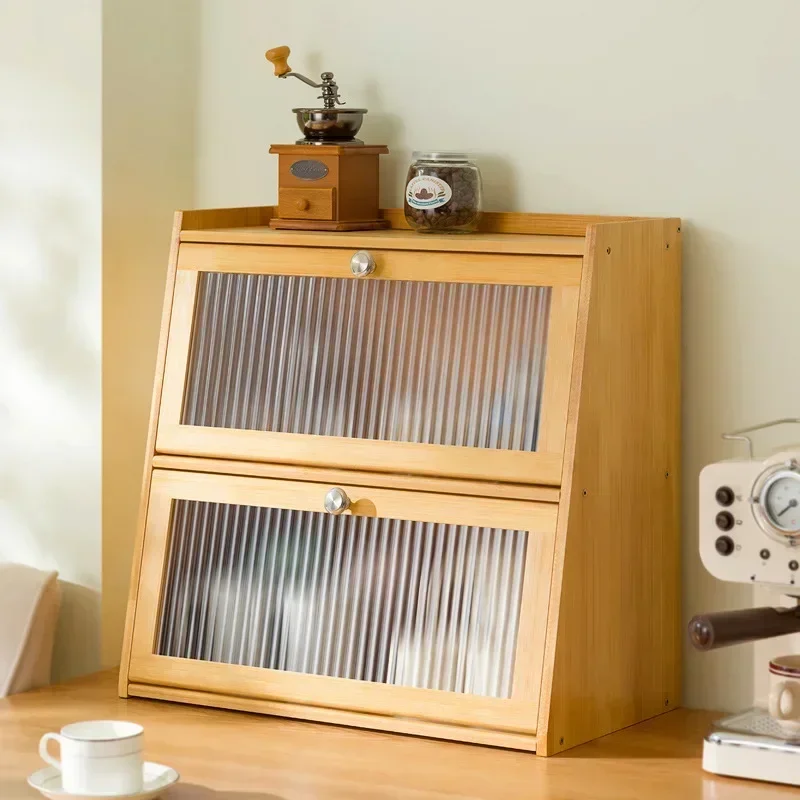 Multi-functional Desktop storage box Cup storage cabinet Tea set display cabinet Kitchen water cup rack Nanzhu tableware locker