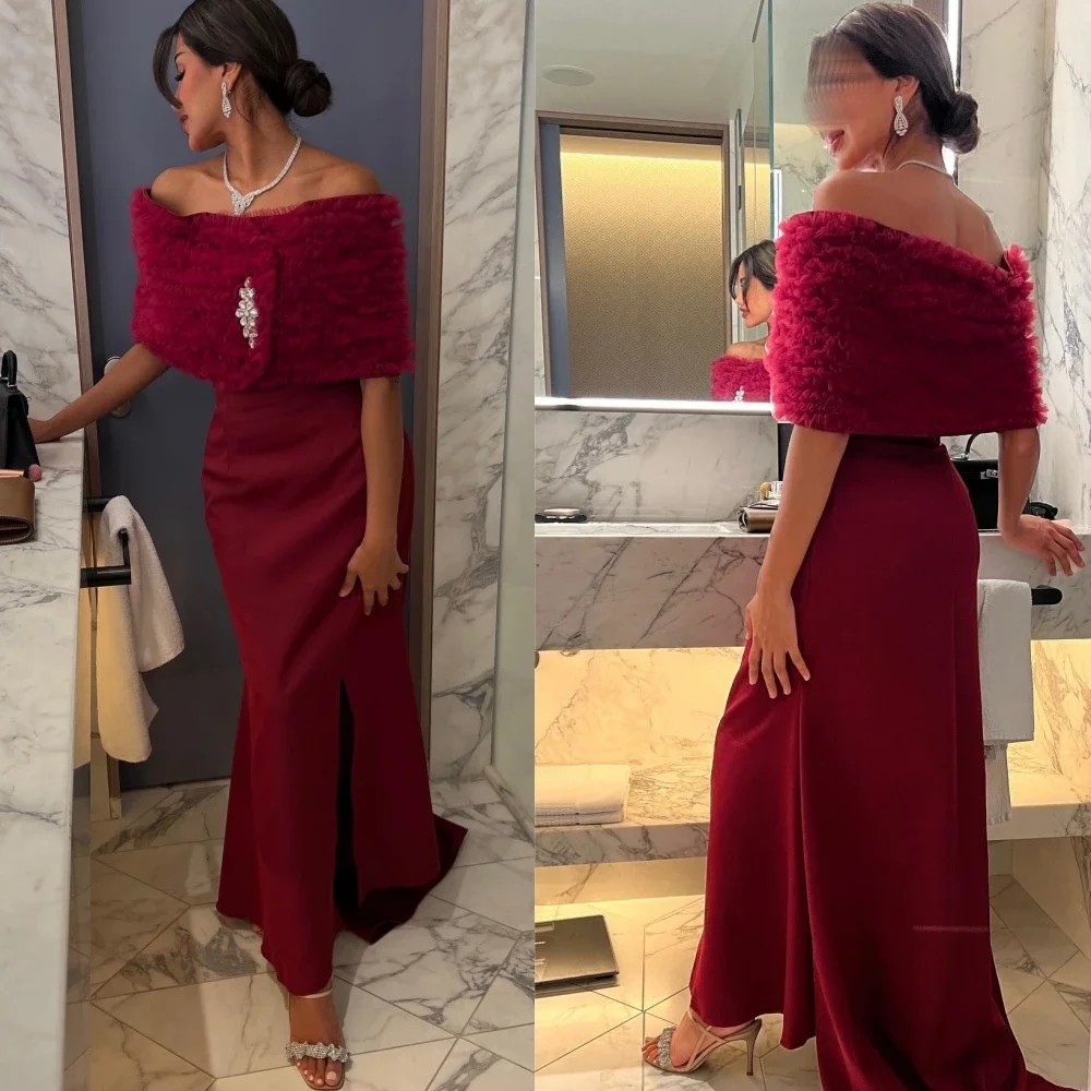 Casual Jersey Sequined Ruched A-line Off-the-shoulder Long Dresses Prom Dresses Simple Retro Fashion Elegant Sexy Exquisite