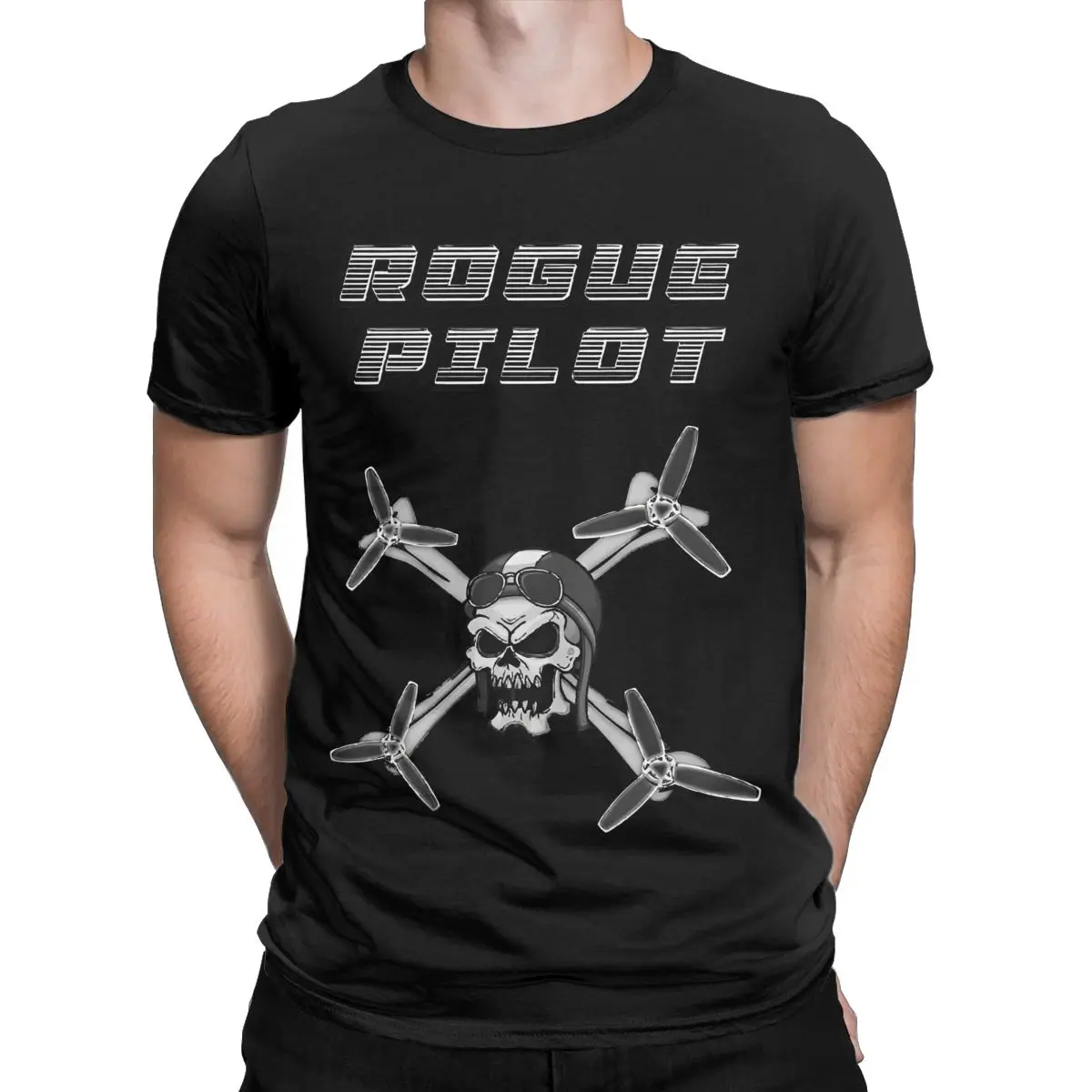 Casual DJI Rogue Drone Pilot T-Shirts for Men Women Cotton Skull Tee Shirt Summer Clothes