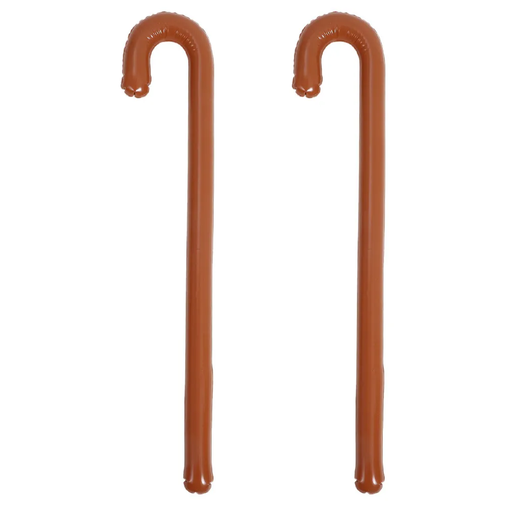 2Pcs Inflatable Crutch Balloon Funny Blow Up Walking Stick Party Decoration Stage Performance PVC Prop Inflatable Balloon