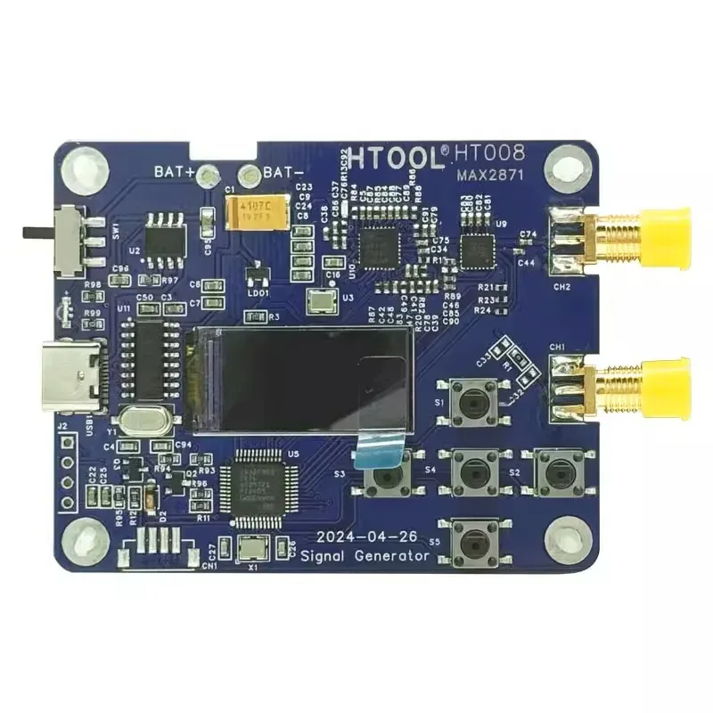 

Модуль источника сигнала HT008 MAX2871 23,5-6000 МГц с радиочастотным управлением, поддержкой последовательного управления CH2 и регулировкой мощности до -25 дБ.