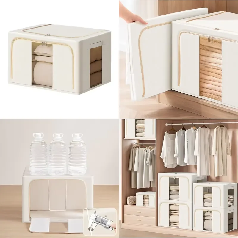CityLife Rectangle Large Capacity Foldable Clothing Storage Box 24L Oxford Cloth Stackable for Home Wardrobe