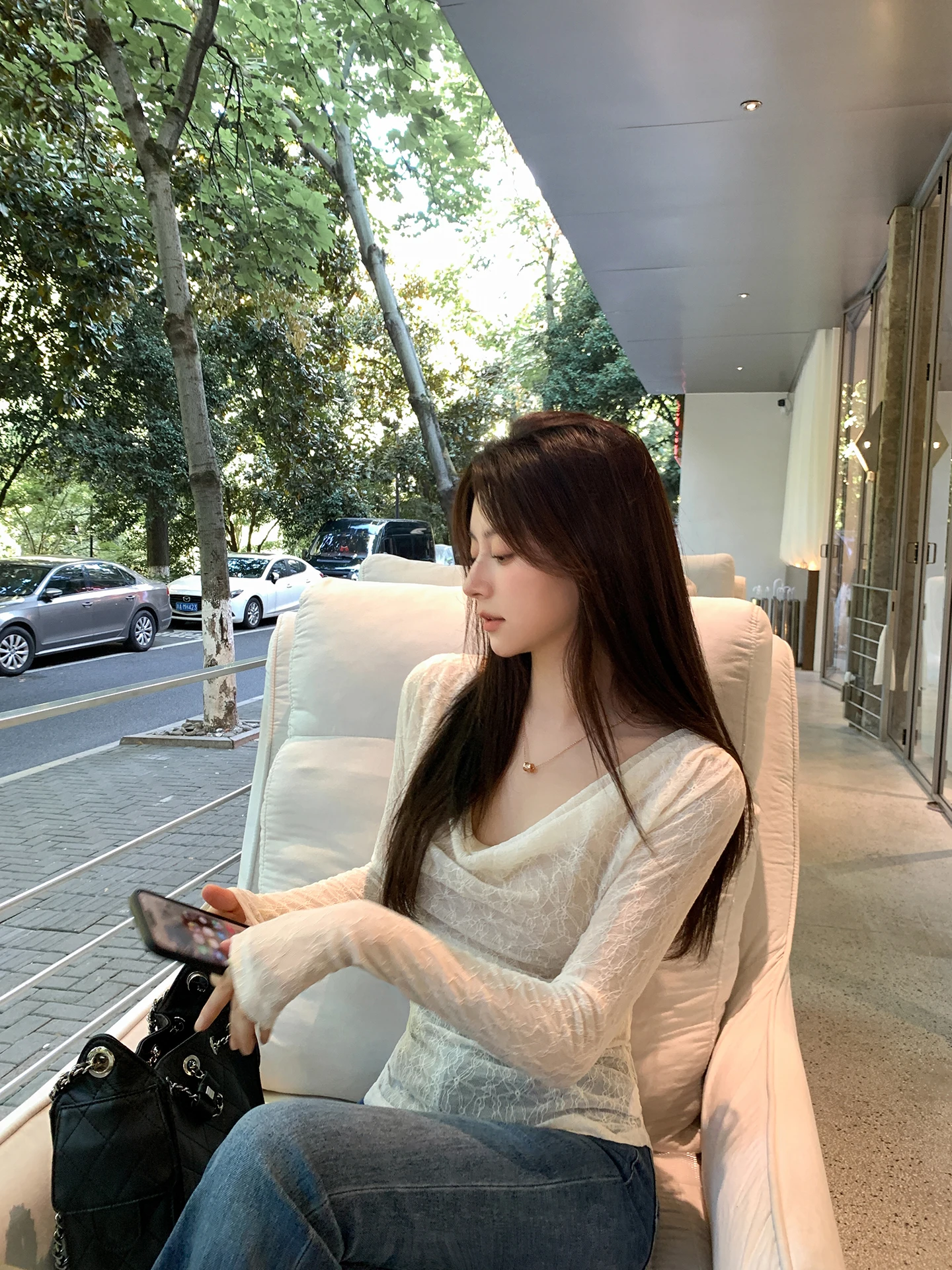 

Ele Hollow out Long Sve Lace irt Женские облегающие кроссовки irt Autumn Faion New Sle Commute Simple Sle с поясом на талии