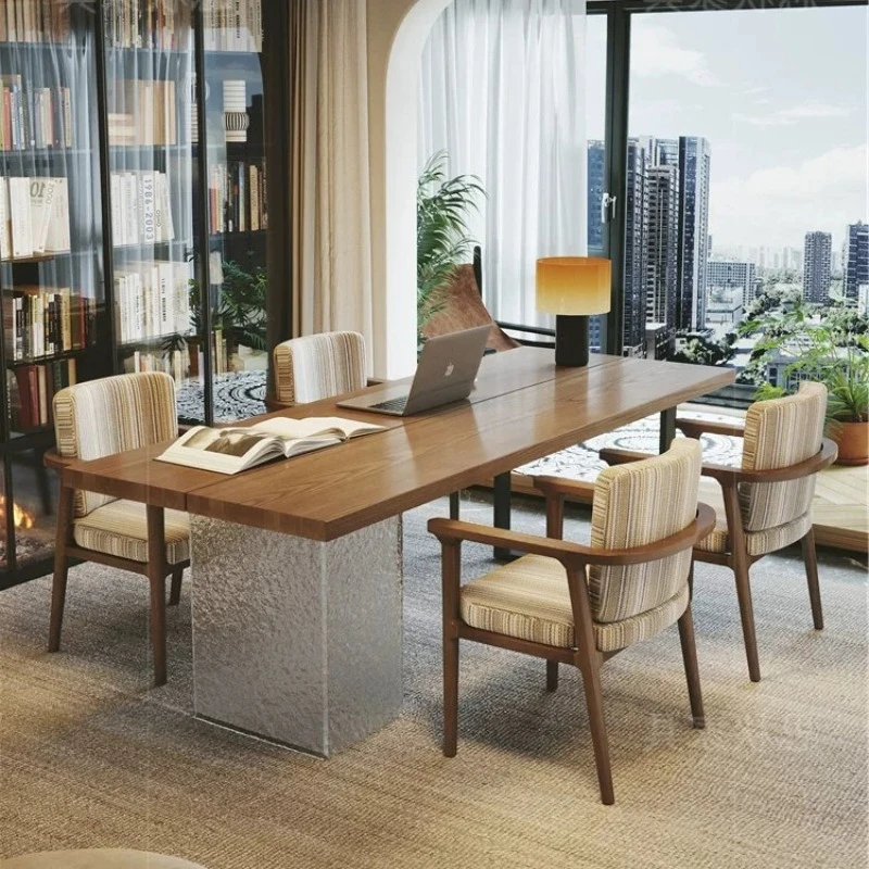 

Modern Solid Wood Desk Italian Minimalist Study Living Room Office Desk Space Saving Study Home Furniture Bureau Flottant FYFD