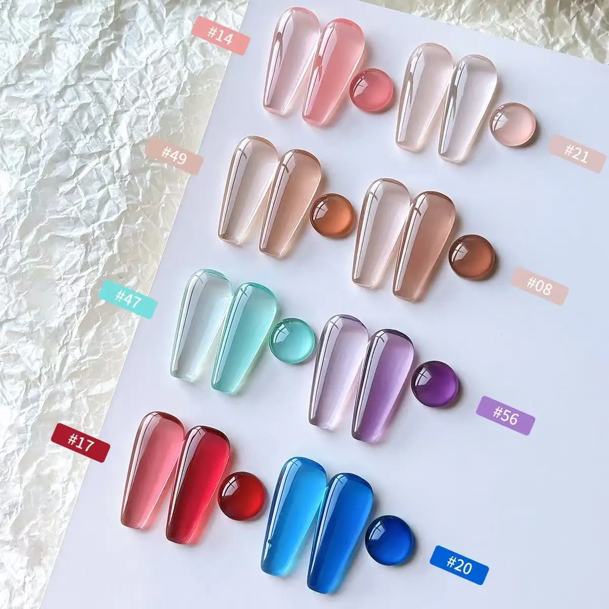 8 สีเจลเล็บชุด 15ml Stained Glass GEL สีชมพู,สีฟ้า,NUDE สีเล็บเจลสําหรับ UV โคมไฟเล็บสินค้า