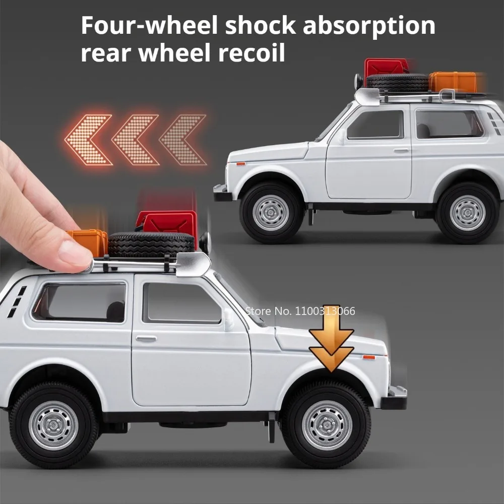 1:24 Lada NiVa Wrangler Rubicon Models Toy Cars Alloy Wheel Pull Back Miniature Car Doors Opened Vehicles Boys Educational Toys