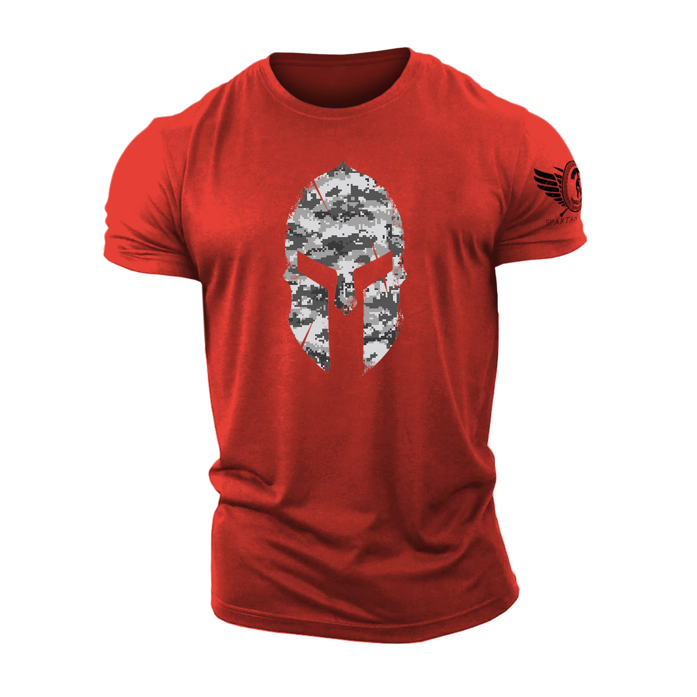 3D Printing Spartan Helmet Winter Camo - Spartan Forged - Gym T-Shirt High Quality Cotton Men\'s Short Sleeves Muscle Man T-Shirt