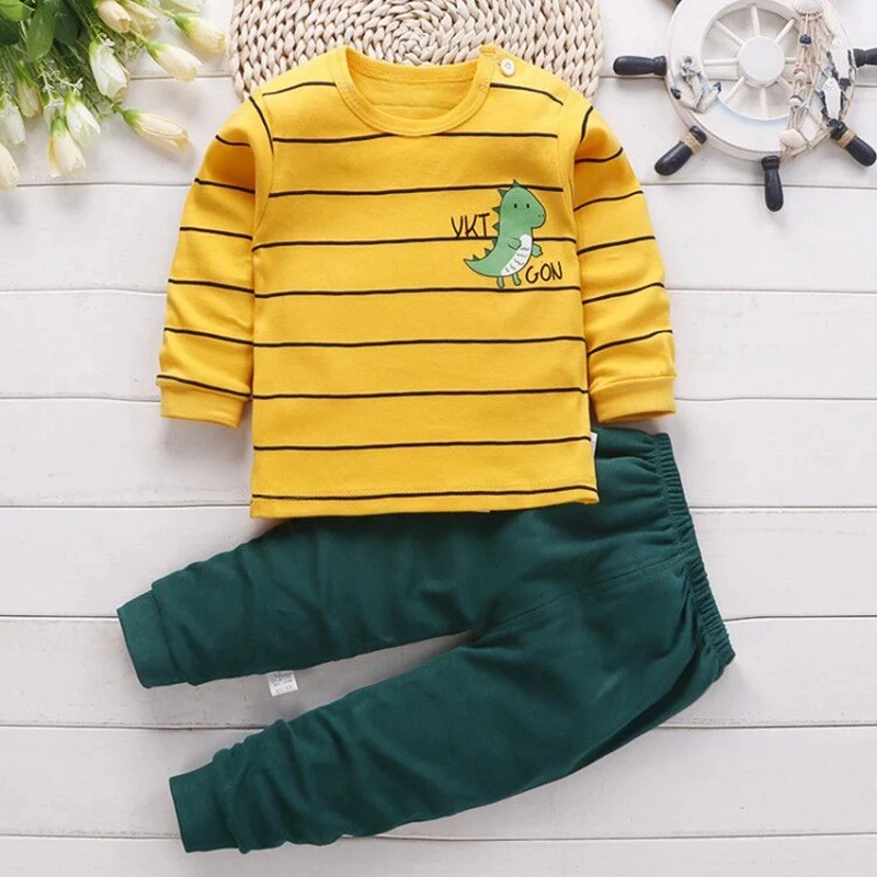 Autumn Baby Boy's Clothes Girls Clothes 2 to 8 Years Pajamas Home Clothes Long Pants T-Shirt Cartoon Underwear 2-Piece