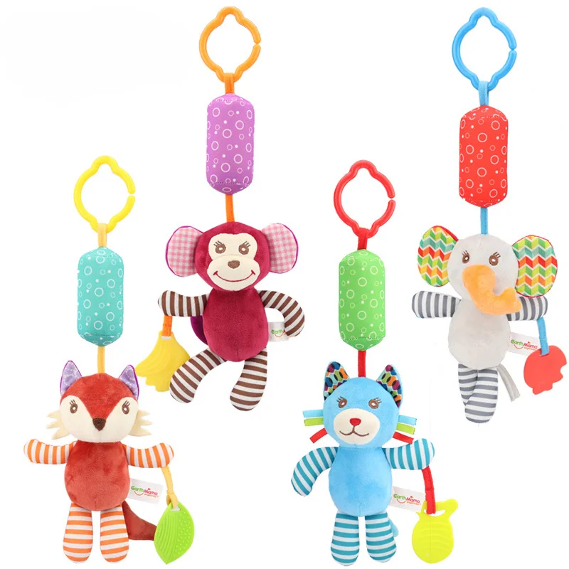 

Baby Rattle Toys Kids Tinkle Hand Bell Plush Stroller Hanging Stuffed Animal Rattles Multi-functional Infant Sound Toy Kid Gifts