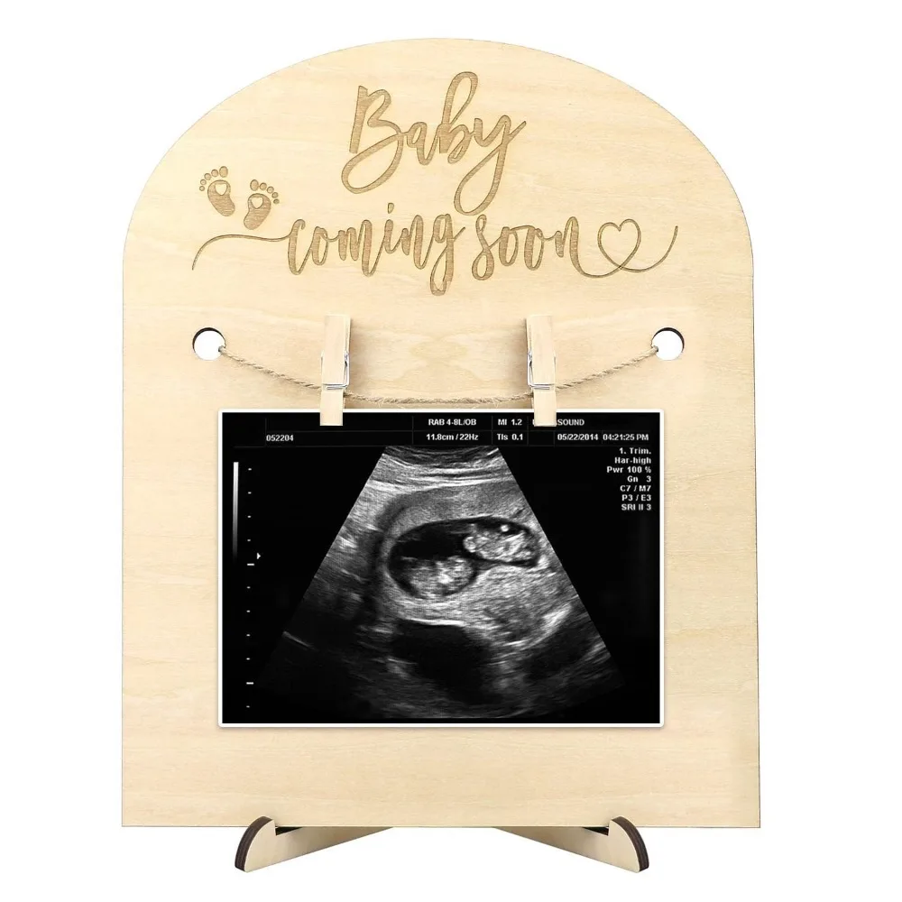 Wooden Stands Baby Ultrasound Frame Maternity Gift Rustic Pregnancy Gift Frame Sentimental Stable Ultrasound Photo Frame