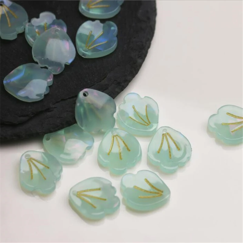 

10Pcs/Lot New Retro Acetic Acid 16MM Flower Beads Leaves Charm Connectors Diy Earrings Jewelry Making Resin Acessories Material