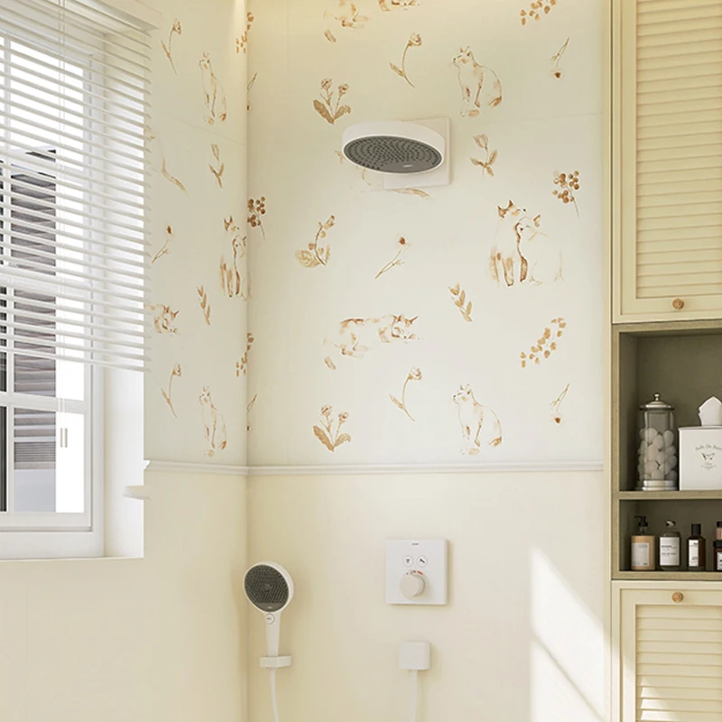 44×300cm Peel And Stick Wallpaper Watercolor Cat Floral Self Adhesive Removable Waterproof Contact Paper For Bedroom Rental Home