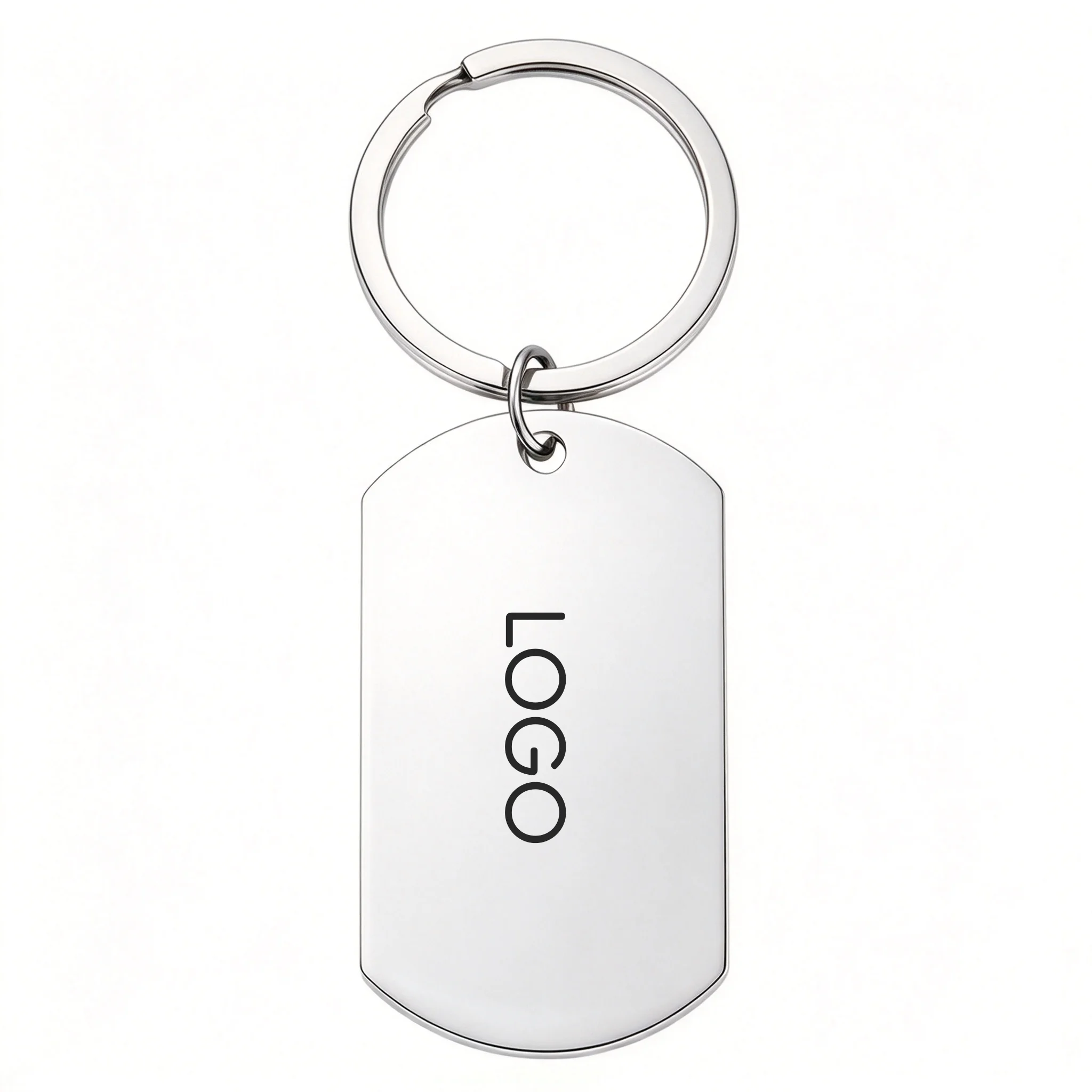 20pcs Customized Laser Engrave LOGO Stainless Steel Rectangle PendantKeychain DIY Make Carkey Souvenirs Pendant Accessories Gift