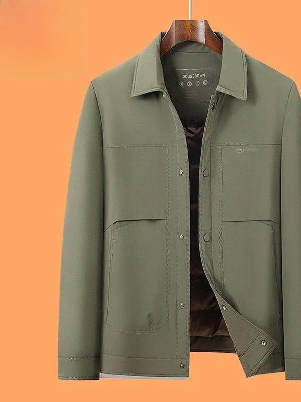 

Мужская стеганая куртка с воротником-стойкой, повседневная, теплая, для мужчин среднего возраста, деловой повседневный стиль, зимняя новинка, одежда для отцов