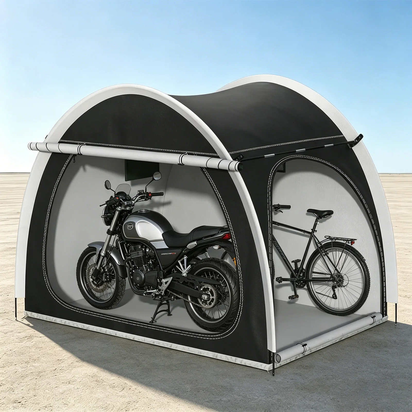 Tente pour 4 vélos avec 2 portes, abri de vélo extérieur imperméable pour 4 vélos, abri de rangement pour vélos à double entrée avec sac de transport