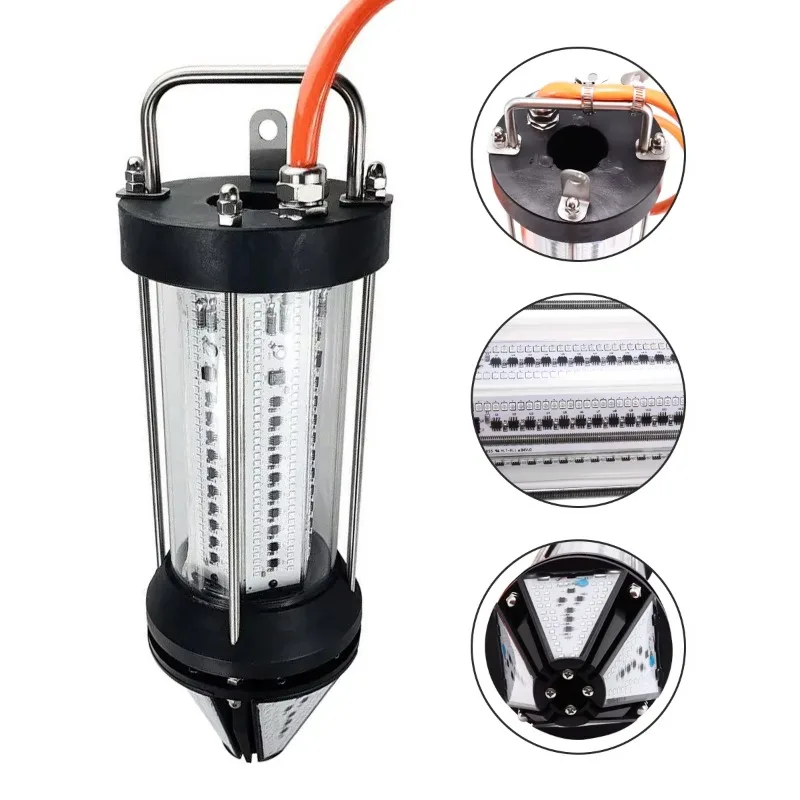 Glow Downward Led Unterwasser Lichter 800W Lachs Fisch Landwirtschaft Ausrüstung IP68 Doppel Wasserdichte Led Angeln Licht Tintenfisch