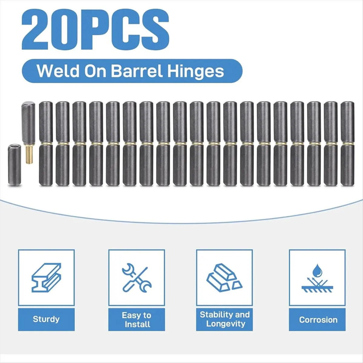 【Limited Offer】20 Pack Weld on Hinges,Detachable Door Hinges,Carbon Steel Weldable Gate Hinges for Swing Door