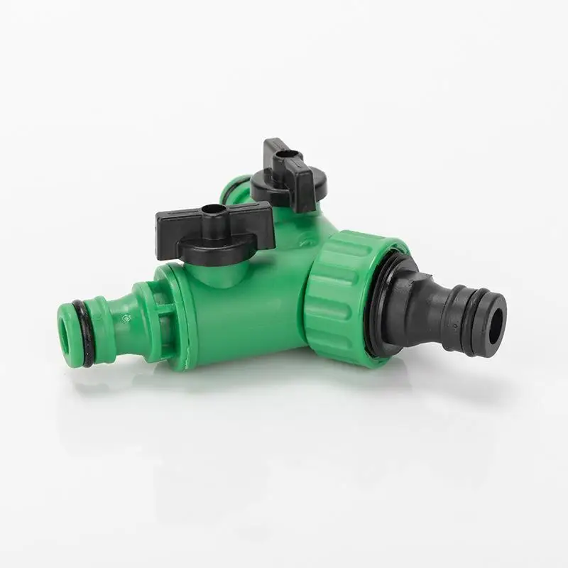 Hot Garden Water Splitter Y Connector 2-Way Valve With Switch - Quick Plastic Adapter For Faucet Irrigation Flower Landscaping