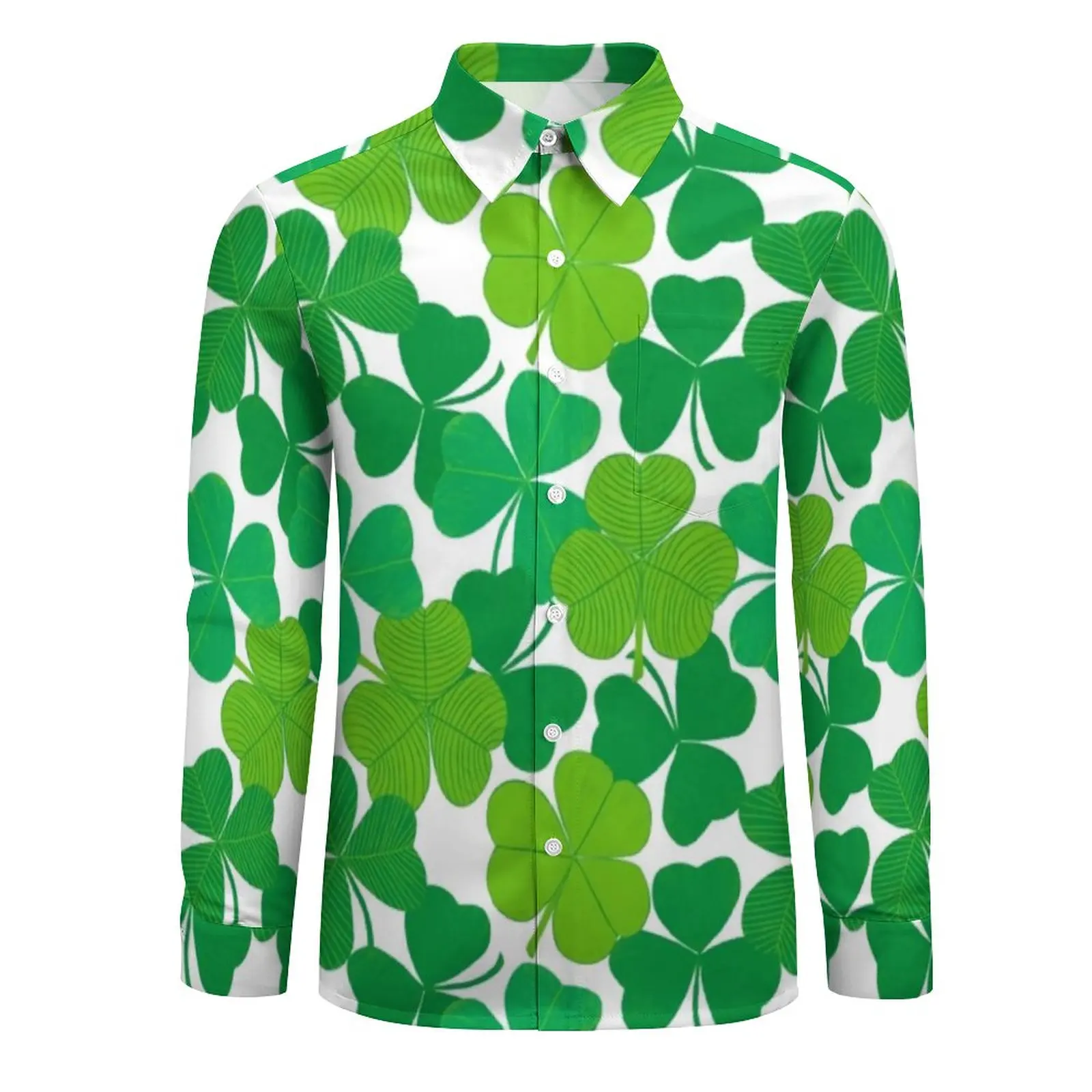 Shamrock Print Street Style Casual Shirt Men Celebrate St Patricks Day Shirt Spring Fashion Blouses Long Sleeve Oversize Tops