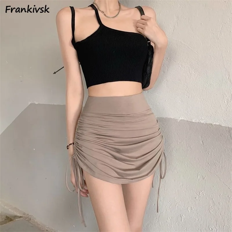 

Skirts for Women Skinny Drawstring Spicy Girls American Style Chic Sexy Summer Harajuku High Street Simple Fashion Club Soft Y2k