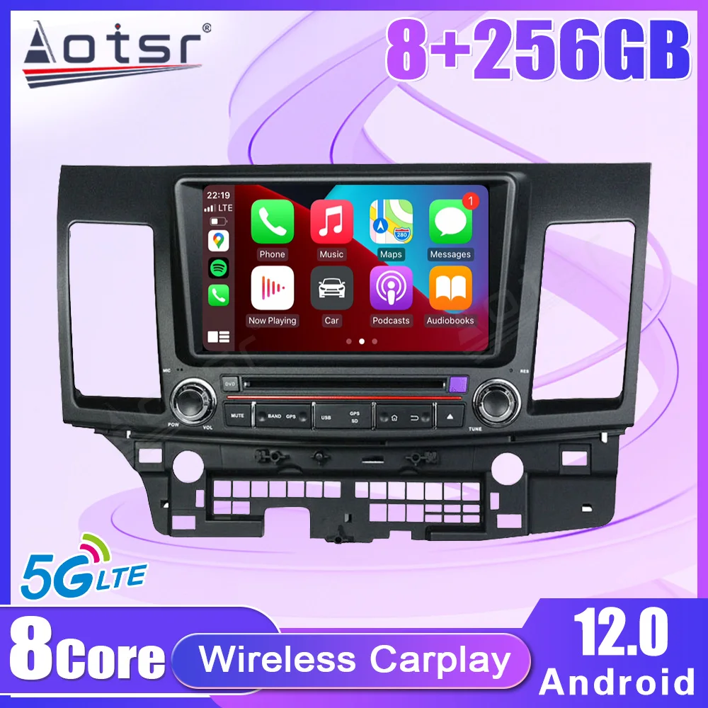 2 Din Android 12 Carplay Car Radio for Mitsubishi Lanser 2006-2012  Multimedia Video Player QLED screen GPS 5G LTE Stereo 8core