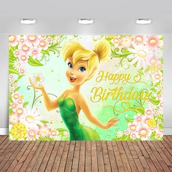 Green Tinkerbell Backdrop for Birthday Party Fairy Photo Backgrounds Fairy Theme Baby Shower Banner for Birthday Decoration