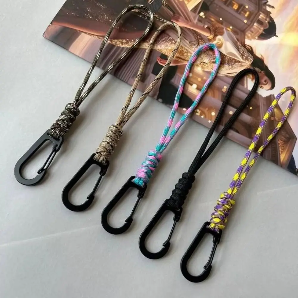 2pcs New Multi-functional Carabiner Keychain 20cm Length 7 Colors Outdoor Emergency Cord Key Holder Anti-loss Hook