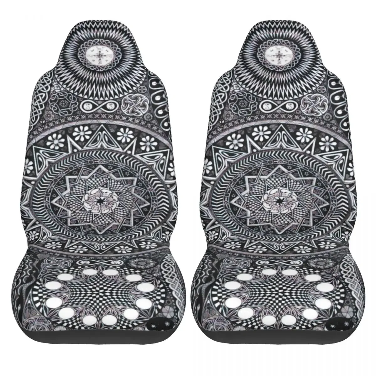 Mandala Bouquet Car Seat Cover Custom Printing Universal Front Protector Accessories Cushion Set