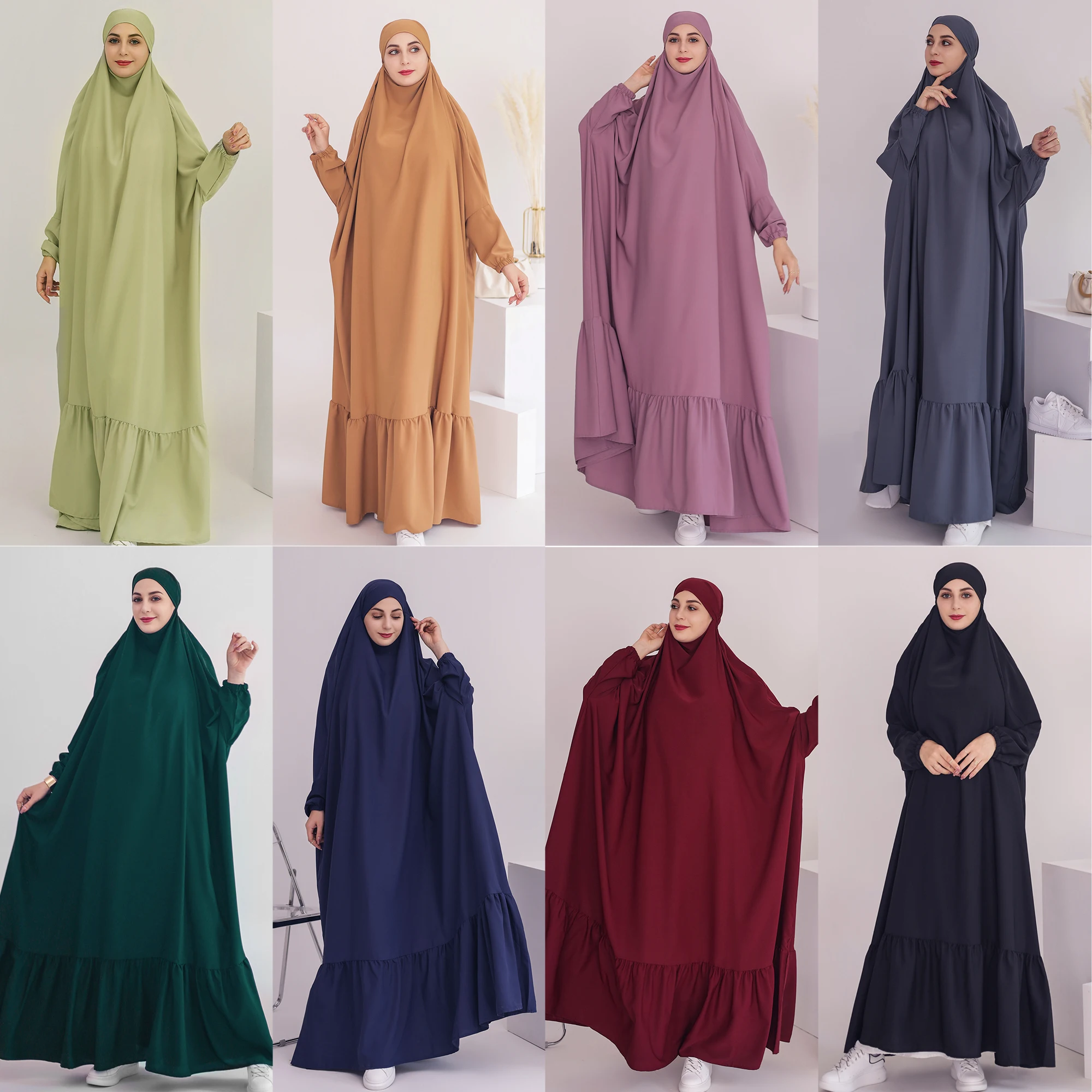 Imagem -05 - Jilbabs-vestido de Oração Islâmico Feminino One Preço Clothing Dubai Turco Roupa Modest Abaya Muçulmana Ramadan Eid Hijab Robe Roupa Casual