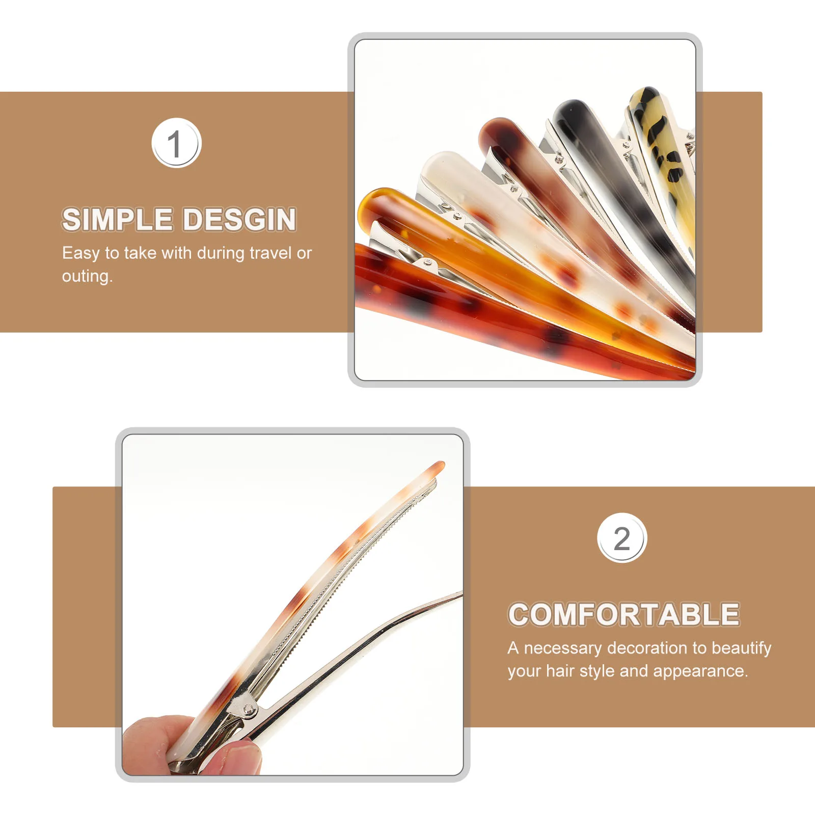 

6pcs Ox Horn Hairpin Clips Durable Material Fashion Design Easy to Use Travel Outing Gift Wedding Curly Hair Accessories