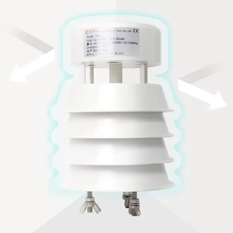 Rk900-09 5 in 1 Modbus-RTU Rs485 IP65 12-24V DC Anemometer Ultrasonic Wind Speed and Direction Sensor Weather Station