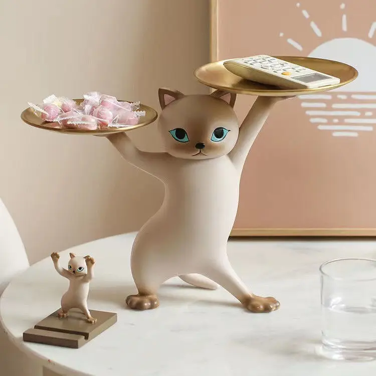 

Tik Tok With Online Celebrity Japanese Enchanting Cat Ornaments Living Room Home Decoration Porch Key Storage Desktop Tray.