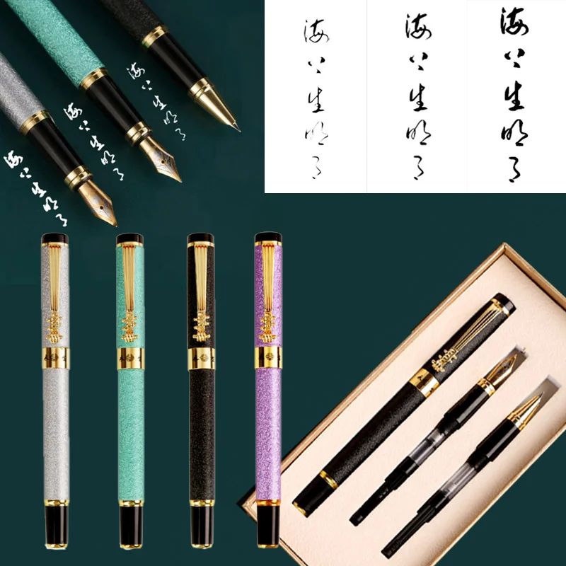 

Перьевая ручка, подарочная коробка с тремя наконечниками ручки, иридиевый наконечник ручки, износостойкий, легко писать, каллиграфия, школьный студенческий офисный подарок