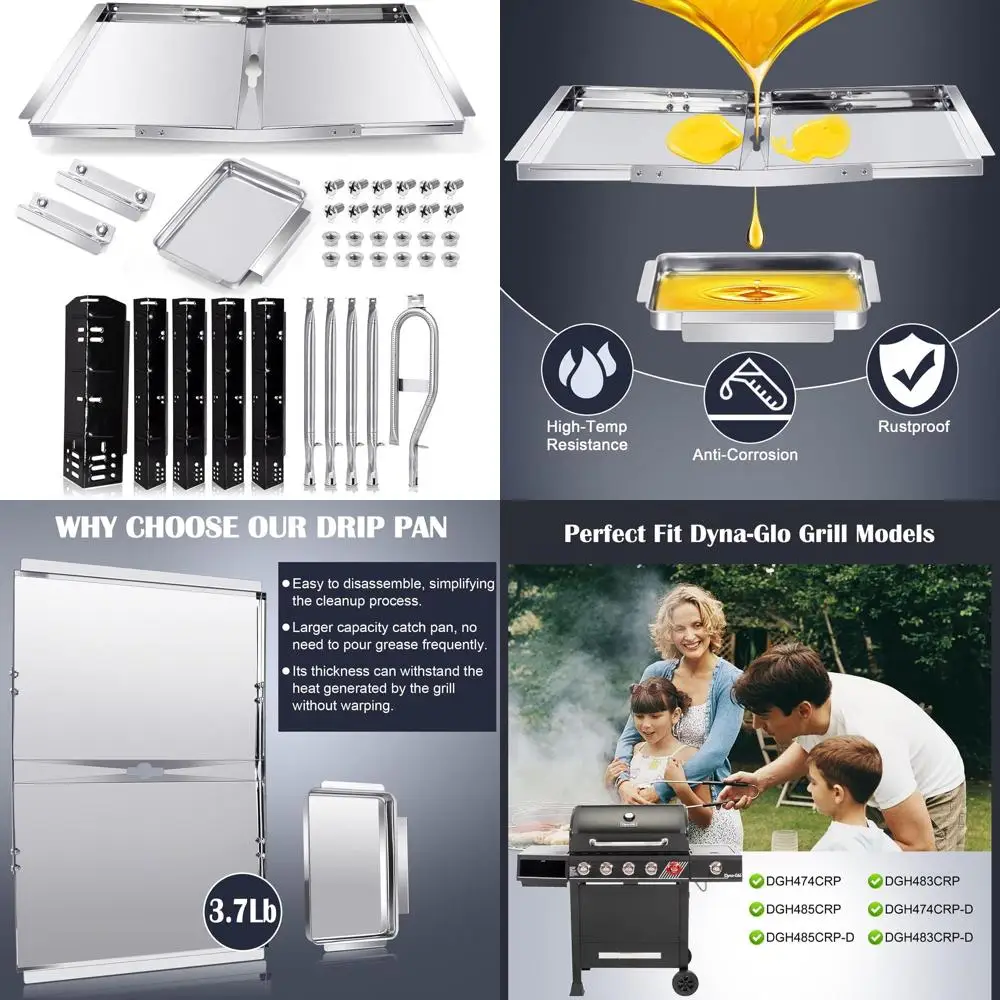

Dyna Glo Gas Grill Replacement Drip Pan, Heat Shield & Burners for Models DGH474CRP, DGH450CRP, DGH483CRP, DGH485CRP, 24-30 Adju