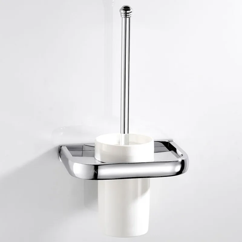 Simple fashion bathroom pendant Copper Chrome Plated Toilet Toilet Brush Set Cleaning Brush Holder Toilet Cup Holder