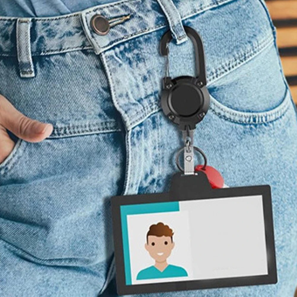 

1 Set Id Card Sleeve Retractable Lanyard Holder Portable Badge Protector Vertical Clear Cover For Work School Office Nurse Card