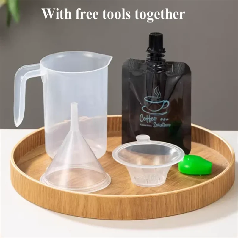 

50ML Black Self-standing Coffee Tea Liquid Suction Nozzle Plastic Bag DIY Cocoa Matcha Travel Beverage Portable Pouches