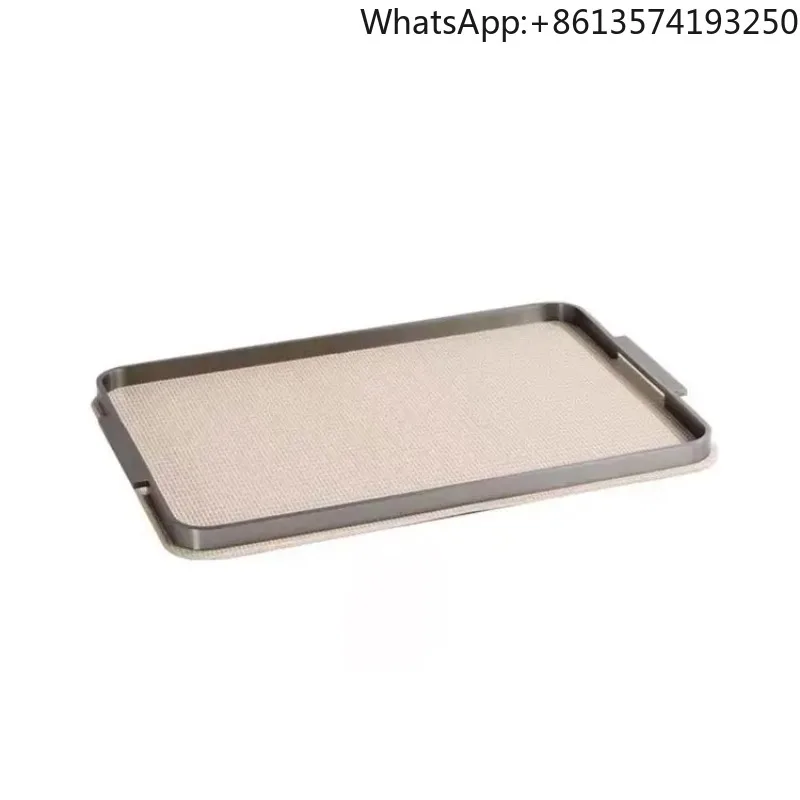 

【Best-selling】Modern Light Leather Metal Tray Model Room, Living Room Coffee Table Dining Table, Study Desktop Storage Decoratio