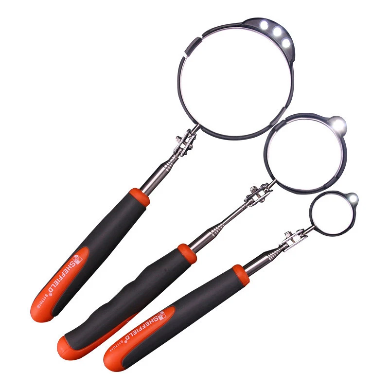 

Car Accessories Telescopic Inspection Mirror Cars Round Retractable 360° Mirror Extending Repair Tool Auto LED Light