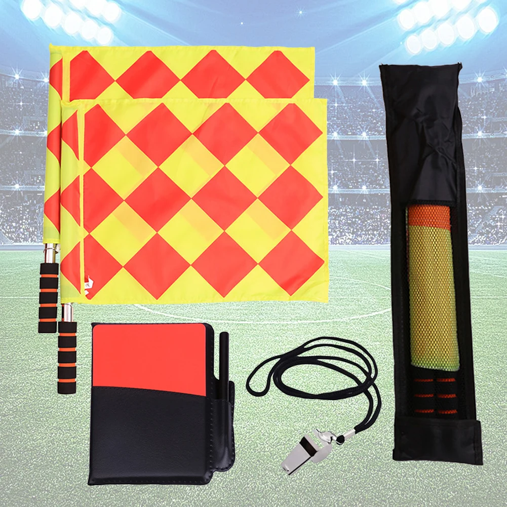 Soccer Referee Flag Whistle Set Professional Red Yellow Card Tools Sport Training Useful Sport Training Referee Tool Kit