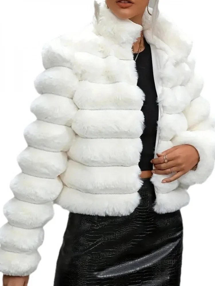 Herfst Winter ort Dames Faionable Nep Bontjas Veelzijdige Ins Sle Lady Lichte Luxe Sle Jas met Hoed Lange Sve