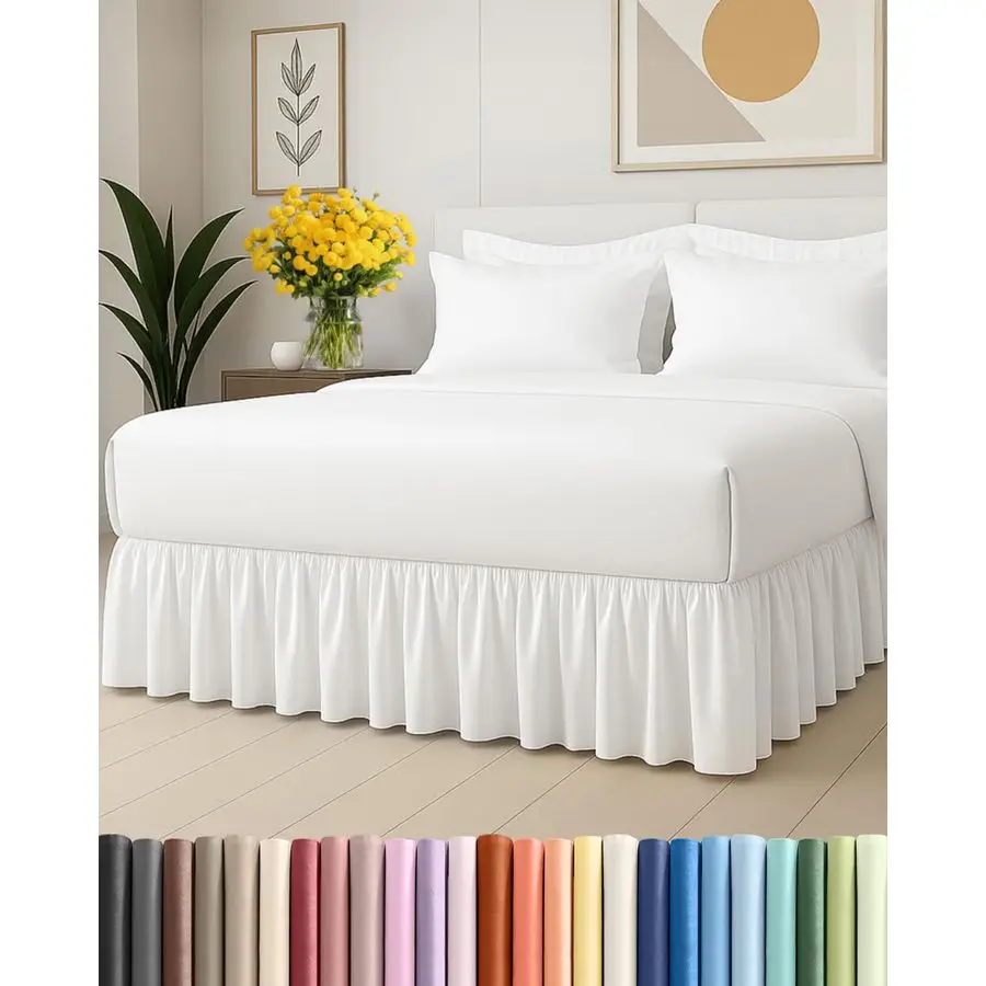 

King Size Ruffle 15 inch Drop Dust Ruffle Bed Skirt with Platform UltraSoft, Easy Fit, Premium Hotel Quality Wrinkle, Fade amp S