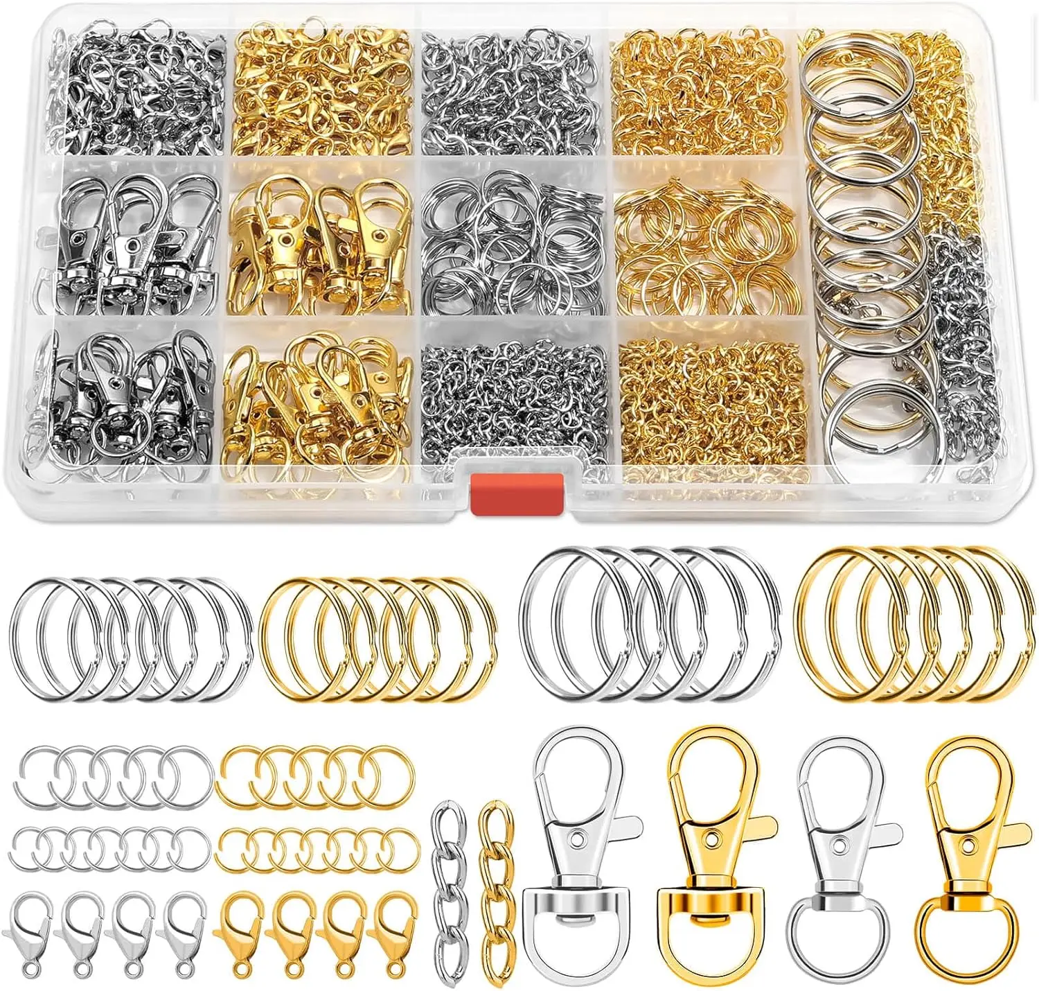

990PCS Keychain Making Kit, Keychain Craft Supplies Including Key Chain Hooks, Lobster Clasps, Key Rings and Jump Rings for Key