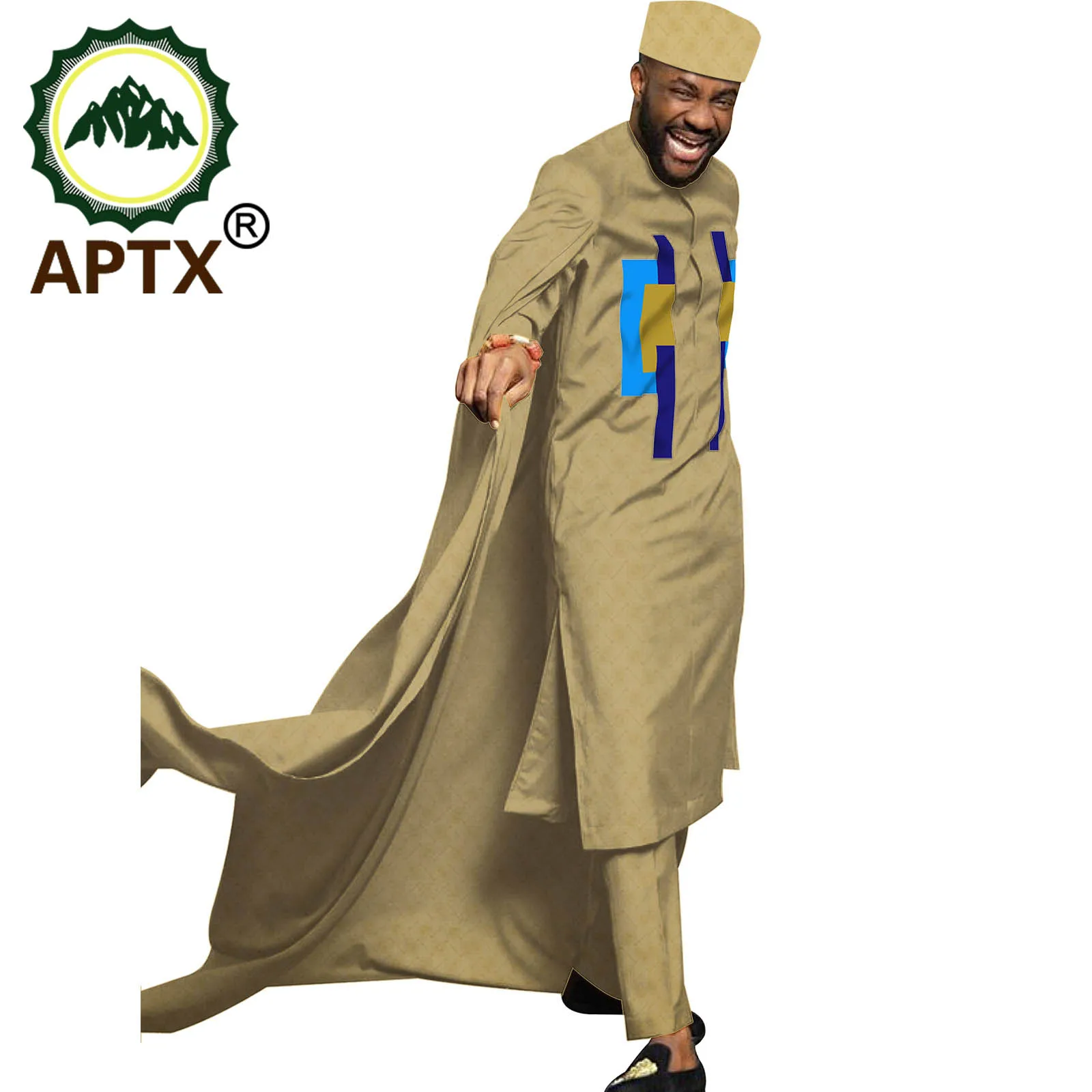 Men Robes 3 Pieces Suits Of Agbada Jacquard Arab Robe +Trousers + Hat Lslamic Muslim Dubai African Clothing T20537