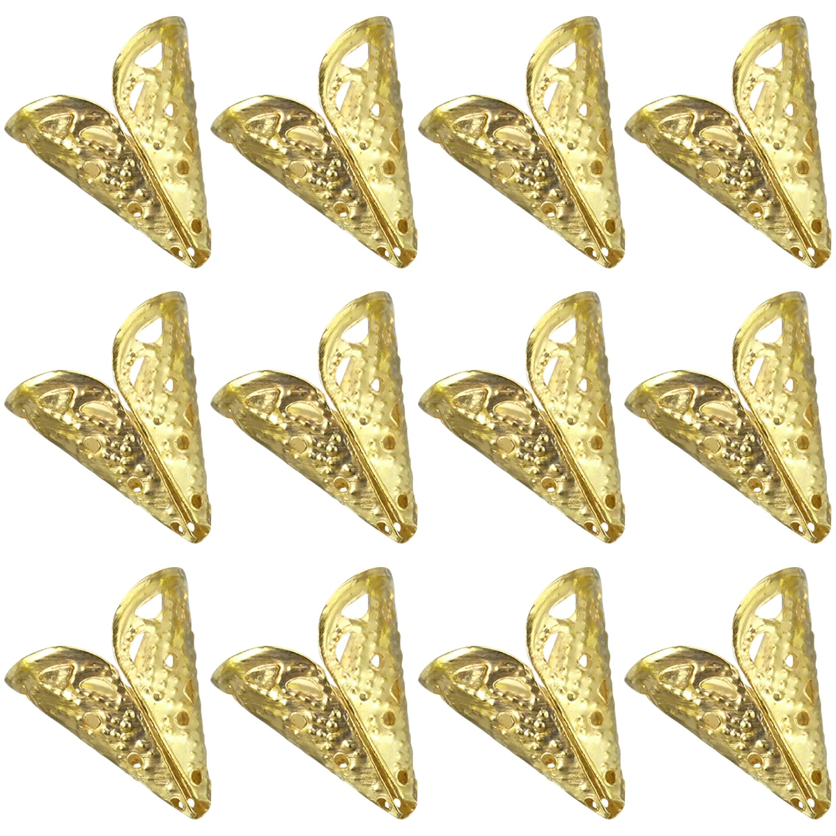 

50 Pcs Metal Filigree Hollow Cone for DIY Jewelry Making 15 x 16mm (Golden) metal bead caps