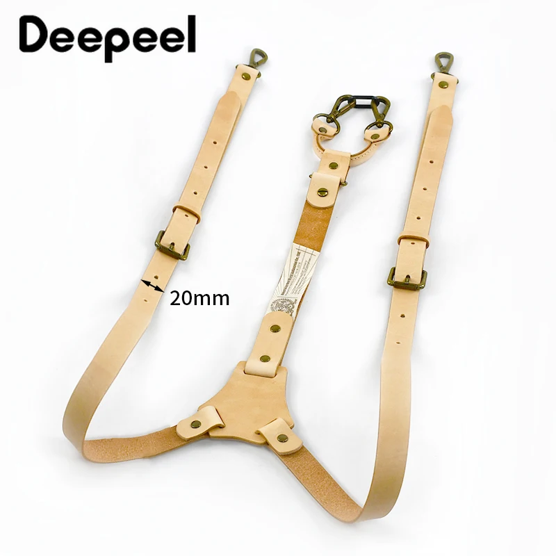 Deepeel 2x100cm suspender pria dewasa Vintage kulit asli tali kait kawat gigi dekoratif Harness kostum pria