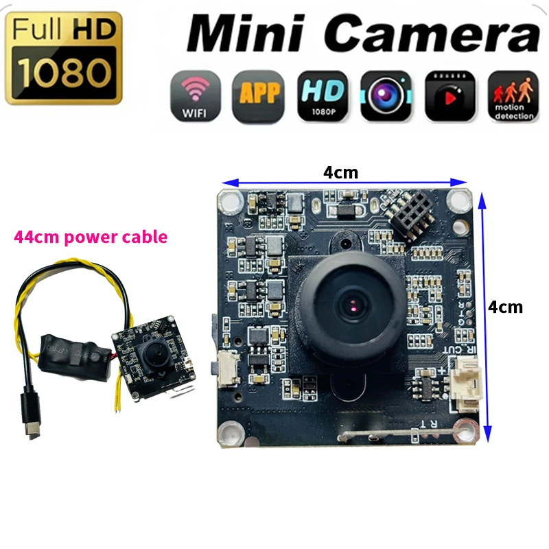 

WiFi Mini Camera DIY Module Home office Security Nanny Cam Alarm Remote viewing, Miniature Camera with Motion Detection, App